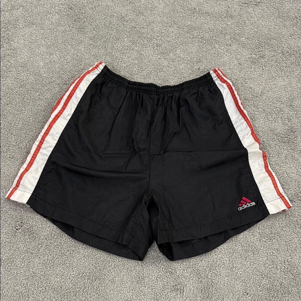 Nylon 3 stripe adidas shorts with adjustable waist